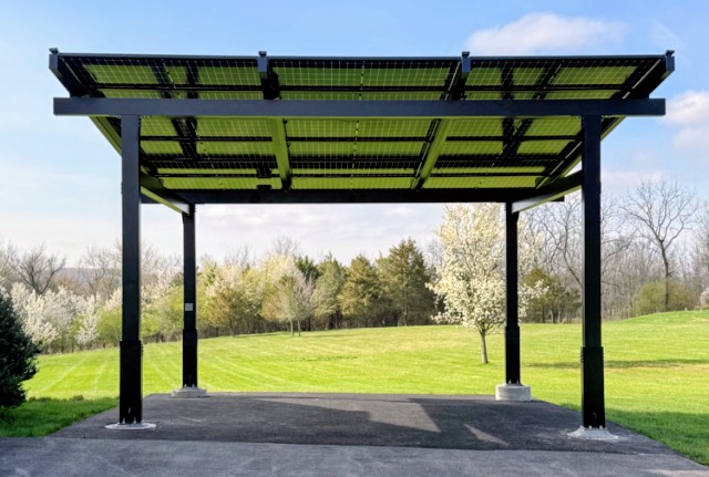 Standalone solar canopy in a field